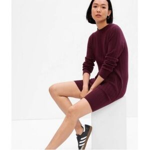 Gap sweater dress long sleeve burgundy wine plum crewneck